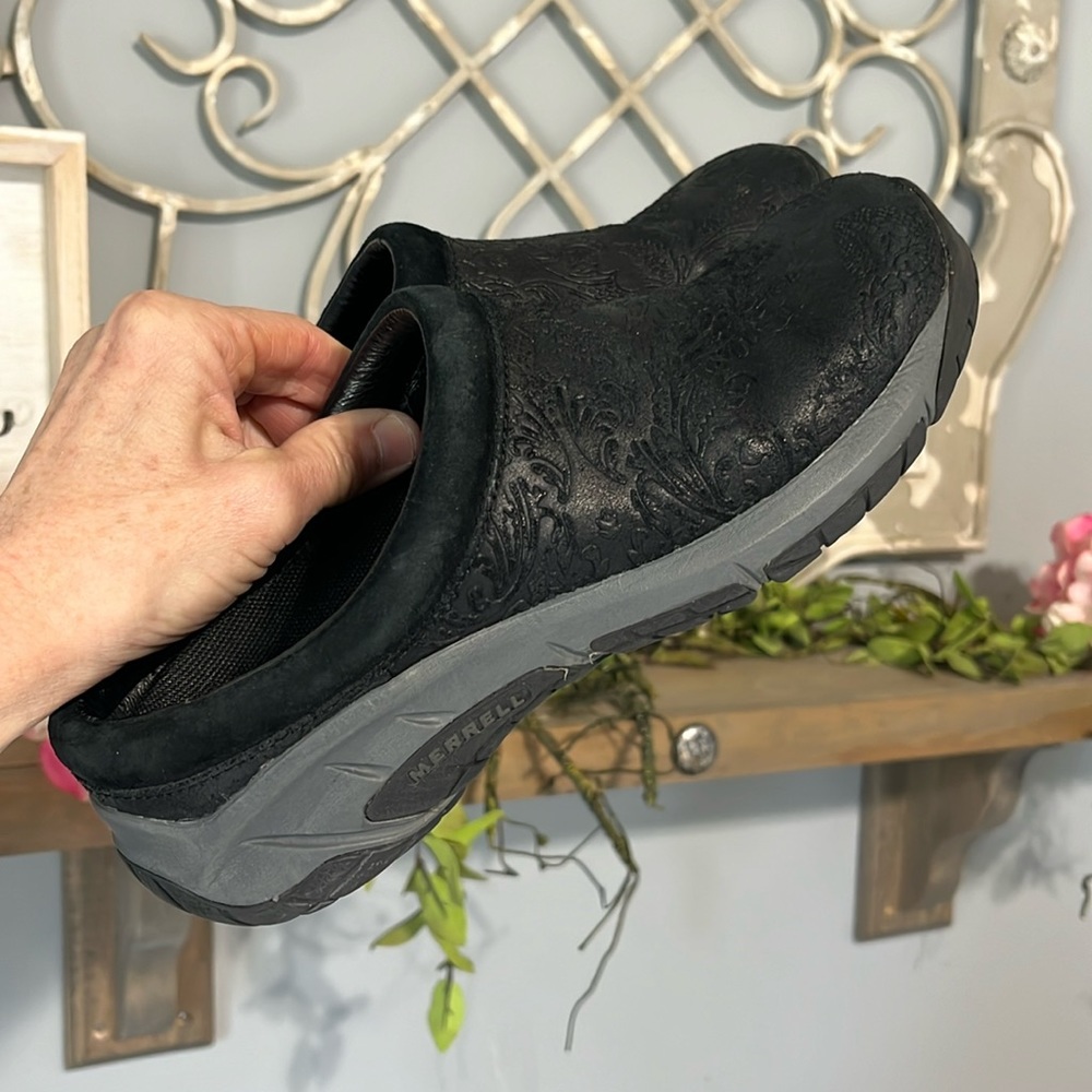 Merrell Performance Shoe Black Leather Slides Sel… - image 8